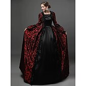 tanie Sukienki-kopciuszek vintage księżniczka sukienka z epoki kolonialnej rokoko wiktoriański vintage cosplay wydajność impreza halloween rękaw 3/4 maxi halloween