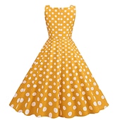 ieftine Rochii-1950 Retro / vintage rockabilly Rochii Costum de petrecere Rochie Flare Buline Costume de fancy Pentru femei Petrecere / Seara Petrecerea Burlăcițelor Adulți Rochie Rochii de acasă