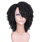 voordelige Topkwaliteit pruiken-dreadlock pruik korte twist pruiken voor zwarte vrouwen en mannen afro krullend synthetische pruik