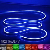 abordables Lampes néon led-Guirlande lumineuse LED en néon 5 m 16,4 pi, 12 V, flexible, étanche IP65, en silicone, idéale pour la chambre, la cuisine, la décoration intérieure/extérieure (adaptateur secteur non inclus)