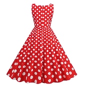 ieftine Rochii-1950 Retro / vintage rockabilly Rochii Costum de petrecere Rochie Flare Buline Costume de fancy Pentru femei Petrecere / Seara Petrecerea Burlăcițelor Adulți Rochie Rochii de acasă