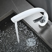 cheap Classical-Bathroom Sink Mixer Faucet, Single Handle One Hole Washroom Basin Taps Chrome Finish Bathroom Faucet with Hot and Cold Water Hose