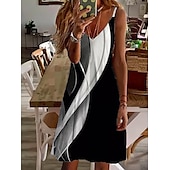ieftine Rochii Art&amp;Design-Pentru femei Rochie Mini Rochie casual Rochie Mini Rochie de Vară Rochie de vară Stilat Sexy Casual În aer liber Vacanță Zilnic Fit regulat Gradient de culoare Fără manșon În V Negru și Alb Negru