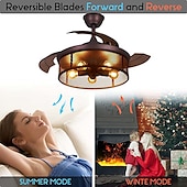 baratos Candeeiros Ventoinhas de Teto-Ventiladores de teto com luzes 5 luzes 19,5&quot; reguláveis design retro luzes de teto estilo artístico de metal estilo moderno novidade acabamentos pintados preto 85-265v