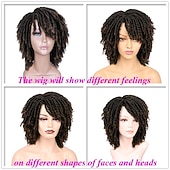 voordelige Topkwaliteit pruiken-dreadlock pruik korte twist pruiken voor zwarte vrouwen en mannen afro krullend synthetische pruik