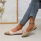 cheap Women&#039;s Flats-Women&#039;s Two-Tone Pointed Toe Flats – Elegant Slip-On Ballet Shoes, Comfortable Daily Wear for Work &amp; Casual Outfits