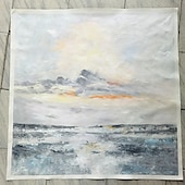 お買い得  抽象画-ミンチュラ手作り油絵キャンバス壁アート装飾現代抽象風景家の装飾のためのロールフレームレス未延伸絵画