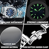 cheap Quartz Watches-POEDAGAR Luxury Watch Business Waterproof Male Clock Luminous Date Stainless Steel Square Quartz Men Watch