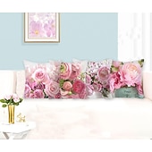 cheap Floral &amp; Plants Style-Big Flower Double Side Pillow Cover 4PC Soft Decorative Square Cushion Case Pillowcase for Bedroom Livingroom Sofa Couch Chair