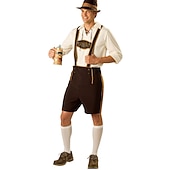 זול גברים-Oktoberfest תחפושות קוספליי לדרהוזן חולצה תלבושות בוואריה מינכן כרי דשא בגדי ריקוד גברים פֶסטִיבָל בד בסגנון מסורתי חולצה מכנסיים קצרים כובע