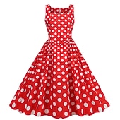 ieftine Rochii-1950 Retro / vintage rockabilly Rochii Costum de petrecere Rochie Flare Buline Costume de fancy Pentru femei Petrecere / Seara Petrecerea Burlăcițelor Adulți Rochie Rochii de acasă
