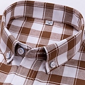 preiswerte Oxford-Hemden für Herren-Herren Oberhemd Gestreiftes Hemd Hemd Oxford Hemd Kariert / Gestreift / Chevron Hochzeit Büro &amp; Karriere Kastanienbraun Hellgelb Hellblau Weiß Langarm Hemdkragen Frühling Sommer Bekleidung Kreuz