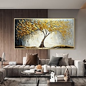 cheap Floral/Botanical Paintings-Handmade Oil Painting Canvas Wall Art Decor Original life Tree Abstract Landscape Painting for Home Decor With Stretched Frame/Without Inner Frame Painting