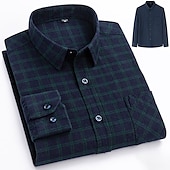 voordelige Overhemden voor heren-Voor heren Overhemd Strepen en Plaid Bruiloft liiketoiminta Kastanjebruin Donker Rood Geel Donker Marine Lange mouw Opstaande boord Lente &amp; Herfst Kleding