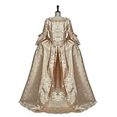 billiga Outfits-set med rokoko balklänning klänning blond barock peruk underkjol båge kjol krinolin 3 st kläder retro vintage viktoriansk renässans prinsessa kolonial balklänning dam cosplay kostym fest