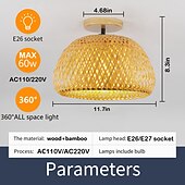 cheap Lantern Design-Creative Handmade Bamboo Weaving Natural Wind Ceiling Chandelier E27/E26 Base Ceiling Lighting Hanging Lamp Suitable for Study Coffee Shop Restaurant Rar AC110V AC220V