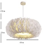 economico Luci a sospensione-lampadario a sospensione a led dimmerabile 50cm Lampada a sospensione a bouquet di piume bianche a 1 luce romantica apparecchio di illuminazione montato per la camera da letto del ristorante