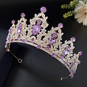 billige Bærbare tilbehør-europeisk og amerikansk lilla brud hodeplagg barokk krone rhinestone hodeplagg prinsesse krone bryllup hår tilbehør kjole tilbehør
