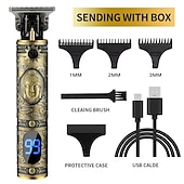 cheap Hair Removal-Hair Clippers for Men oupool Professional Cordless Hair Trimmer - Electric T-Blade Beard Trimmer Shaver Edgers Zero Gapped Mens Grooming Kit Rechargeable LCD Hair Cutting Kit - Gifts for Men(Gold)