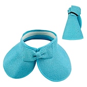 cheap Home Hats-Summer Foldable Empty Straw Hat Portable Outdoor Sunscreen Big Edge Sunshade Anti-ultraviolet Bow Beach Hat