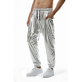 levne oblečení-sada s lesklým kovovým tričkem jogger kalhoty 2 ks outfity pánské disco 80. léta cvičení cosplay kostým maškarní karneval párty klub