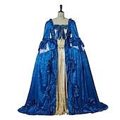 abordables Robes-Rétro Vintage Rococo Victoriens Renaissance Princesse Epoque Coloniale Robe de bal Femme Costume Vintage Cosplay Utilisation Soirée Halloween Manches 3/4 Maxi Princesse Grande Taille Robe Halloween