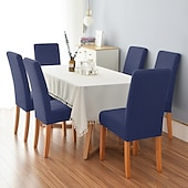 abordables Funda para silla de comedor-Funda elástica para silla de comedor, 6 piezas, para mascotas, con respaldo alto, de licra, color burdeos y rojo, con protector inferior elástico para comedor, ceremonia de boda, duradera, lavable