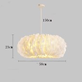 economico Luci a sospensione-lampadario a sospensione a led dimmerabile 50cm Lampada a sospensione a bouquet di piume bianche a 1 luce romantica apparecchio di illuminazione montato per la camera da letto del ristorante
