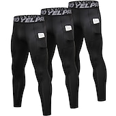 cheap Men&#039;s Shorts, Tights &amp; Pants-Men&#039;s Compression Pants Running Tights Leggings with Phone Pocket Base Layer Athletic Winter Spandex Breathable Quick Dry Sweat wicking Power Flex Fitness Gym Workout Running Skinny Sportswear