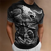 cheap Vintage T shirts-Men&#039;s Graphic Eagle Motorcycle T shirt Motorcycle T Shirt Short Sleeve T shirt 3D Print Crew Neck Shirt Vintage Fashion Designer Outdoor Daily Sports Red Blue Dark Green Spring &amp; Summer Clothing