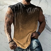 billiga T-shirts med 3D-tryck till herrar-Herr Grafisk Lutning Linne Ärmlös T-shirt för män T-shirt i dubbel färg Ärmlös Remmar T-shirt 3D-tryck Rund hals Skjorta Mode Designer Muskel Dagligen Sport Gym Gul Blå Purpur Vår &amp; sommar Kläder S M