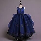 billiga Brudnäbbsklänningar-Brudnäbbsklänning Flickor Klänning Prinsessaklänning Festklänning Formell Bröllop Fest Elegant Formell Ljuv Blomma Ärmlös Rund hals Vit Rodnande Rosa