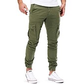cheap Cargo Pants-Men&#039;s Cargo Pants Pocket Plain Comfort Breathable Outdoor Daily Casual Black Army Green