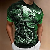 cheap Vintage T shirts-Men&#039;s Graphic Eagle Motorcycle T shirt Motorcycle T Shirt Short Sleeve T shirt 3D Print Crew Neck Shirt Vintage Fashion Designer Outdoor Daily Sports Red Blue Dark Green Spring &amp; Summer Clothing