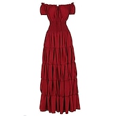 economico Vestito-Medievale Rinascimento Abito da cocktail Sguardi Contadini Camicia da notte irlandesi Fiera del Ren A palloncino Pirata Vichingo Straniero Senza spalline Con Volant Per donna Celtico Costumi da
