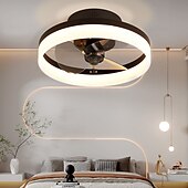 cheap Ceiling Fan Lights-Ceiling Fans with Lights Flush Mount Low Profile Indoor Ceiling Fan,15.7&quot; /19.6&quot; Dimmable Bladeless Ceiling Fans with Remote Control,Smart 3 Colors 6 Speeds Reversible