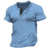 olcso Alkalmi Henley póló-Férfi Gombos póló Henley ing Tee Top Rövid ujjú Henley Nyár Sima Divat Dizájn Alap Elülső zseb Vakáció Utca Alkalmi Fekete Fehér Piros Férfi felső póló