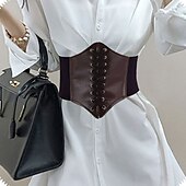 economico cintura-Per donna Cintura larga Cintura a corsetto Similpelle Senza fibbia Geometrica Da cerimonia Feste Giornaliero Bianco Nero Rosso Caffè