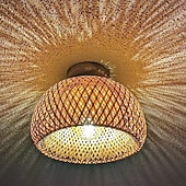 cheap Lantern Design-Creative Handmade Bamboo Weaving Natural Wind Ceiling Chandelier E27/E26 Base Ceiling Lighting Hanging Lamp Suitable for Study Coffee Shop Restaurant Rar AC110V AC220V