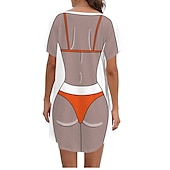 billiga Rolig grafik-dambikiniskjorta täcka upp klänning rolig söt bikinitryck för badkläder kortärmad 3d-grafik baggy badkläder täckning