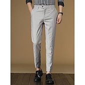 preiswerte Schlank-Herren Anzughosen Karottenhose Hose Hosen Anzughose Tasche Glatt Anti-Falten Atmungsaktiv Knöchellänge Hochzeit Geschäft Casual Modisch Ausgefallene Dünn Schwarz Rosa Mikro-elastisch
