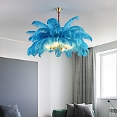 economico Luci a sospensione-lampadario a sospensione a led splendido extra large 80cm 6 luci bianco bouquet di piume di struzzo lampada a sospensione romantico apparecchio di illuminazione montato per camera da letto ristorante