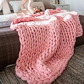 economico Coperte da letto-coperta in maglia spessa coperta in lana super spessa tessuta a mano coperta per divano coperta per maglieria coperta in filo spesso