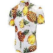 preiswerte Essen &amp; Getränke-Herren Frucht Ananas Hemd Hawaiihemd Sommerhemd Aloha-Shirt Kurze Ärmel Hemd Umlegekragen Tropisch Hawaiianisch Designer Outdoor Strasse Casual Grün / Schwarz Weiß Rosa 3D-Druck S M L