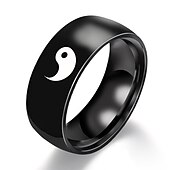 cheap Men&#039;s Jewelry-stainless steel black yin yang tai chi ring band for men/best friend//boyfriend (his size 11)