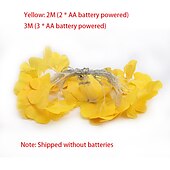 economico Striscie luci a batteria-Fogliame Di Ginkgo Artificiale Luci A Filo In Rattan Piante In Filo Di Rame Luci A Vite Bianco Caldo Per Decorare Le Pareti Del Giardino
