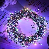 baratos Luzes de fio USB-Firecracker Fairy String Lights USB Powered Guirland Light com controle remoto à prova d&#039;água para decoração de festa de acampamento de casamento 3m 100led/6m 200led