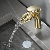 economico Classici-rubinetto miscelatore lavabo bagno a cascata, rubinetti monocomando per lavabo monocomando con tubo flessibile acqua calda e fredda rubinetto monoblocco in ottone per vasca da incasso