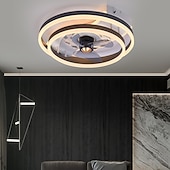 abordables Ventilateurs de plafond lumineux-ventilateurs de plafond avec lumières avec télécommande conception d&#039;anneau 19,5 &quot;ventilateur de plafond intérieur encastré à profil bas intelligent 3 couleurs 6 vitesses réversible