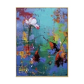 billiga Landskapsmålningar-handgjord oljemålning canvas väggdekoration modern abstrakt texturerad lotusblommor för heminredning rullad ramlös osträckt målning